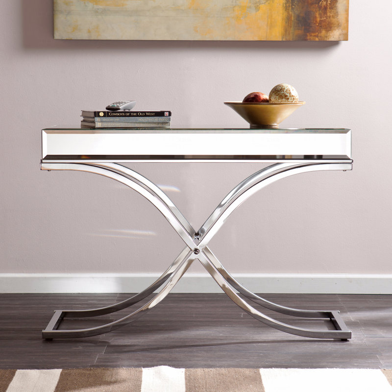Ava Mirrored Console Table, Chrome
