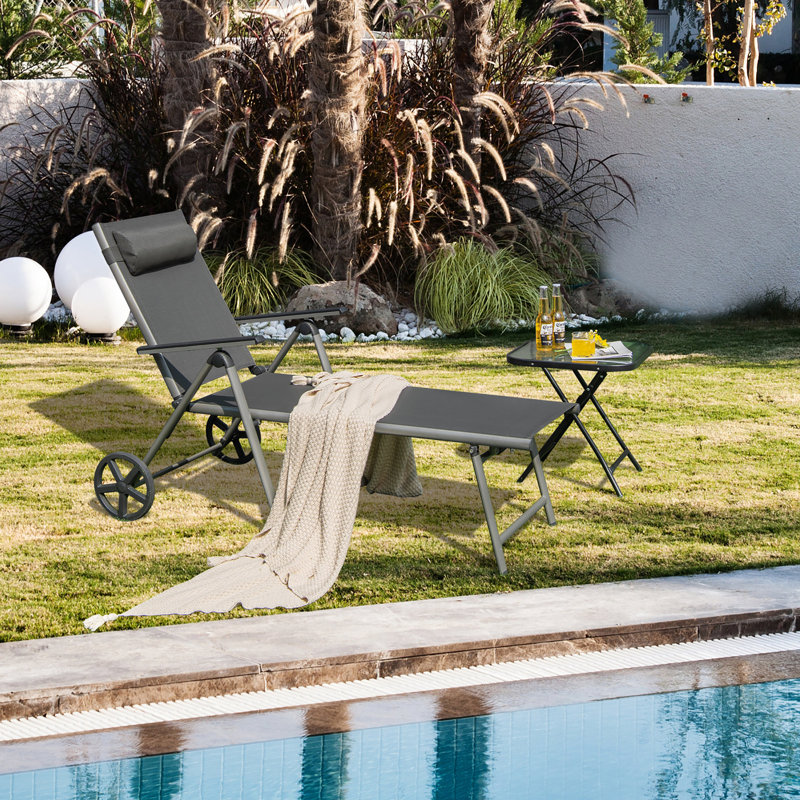 Kostanty Outdoor Metal Chaise Lounge