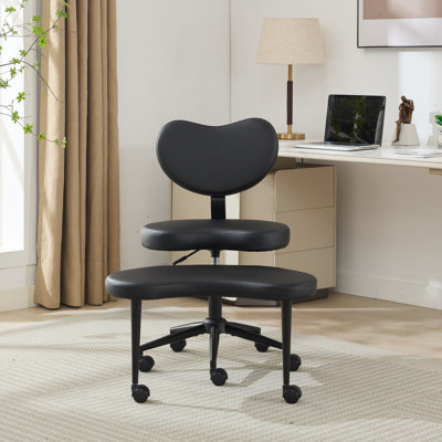 Chaise, chaise à pieds croisés avec roulettes, support lombaire de bureau, tabouret réglable, coussin de siège grande taille, design, Fidgety individuels, Comfort Support Plus: unité centrale noire, version améliorée, design pour