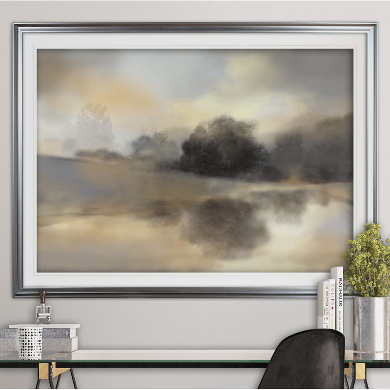 « misty étang », reproduction de peinture à l’acrylique encadrée, Argent, H 24 po x l 32 po x P 1,5 po