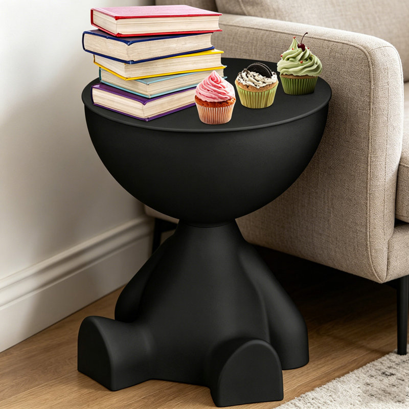 Mini table d'appoint circulaire, Noir, Black, Black