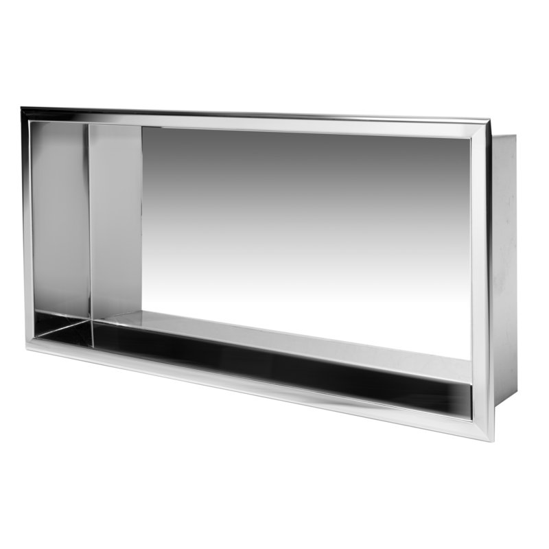 Niche de douche horizontale simple en acier inoxydable, Acier inoxydable poli