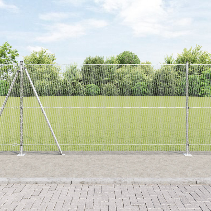 Vidaxl Hexagon Fence Galvanised Steel, Silver, 120cm H x 1000cm W