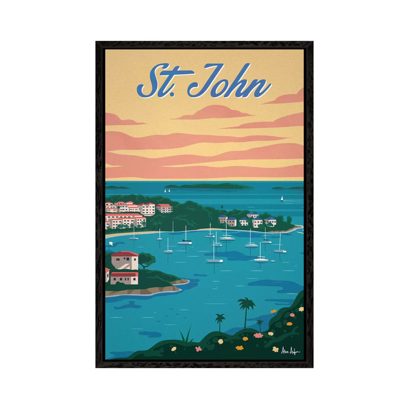 Cruz Bay - Print on Canvas, Black Framed, 152.4cm H x 101.6cm W x 3.81cm D