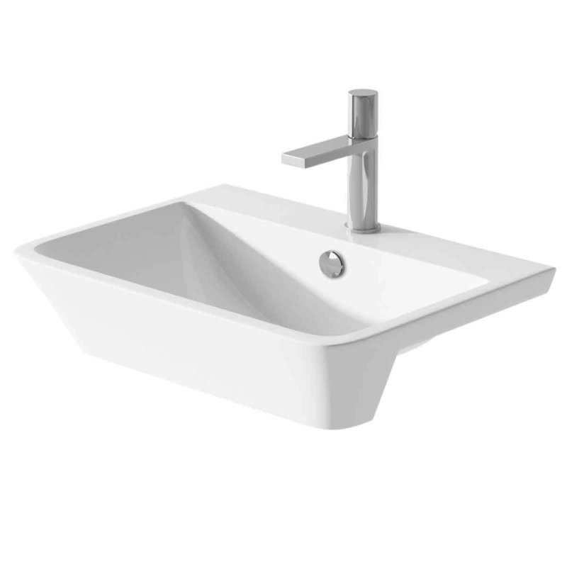 White Stone Ezzell 560mm L x 560mm W White Ceramic Rectangular Sink with Overflow