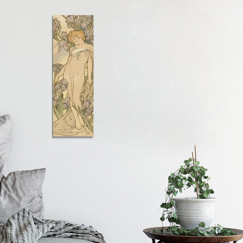 The Flowers: Iris, 1898 by Alphonse Mucha - Wrapped Canvas Painting, 30.48 cm H x 91.44 cm W x 3.175 cm D