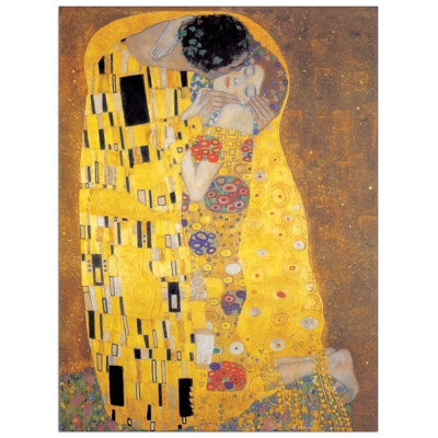 Der Kuss by Gustav Klimt - No Frame Rectangle Print on Wood