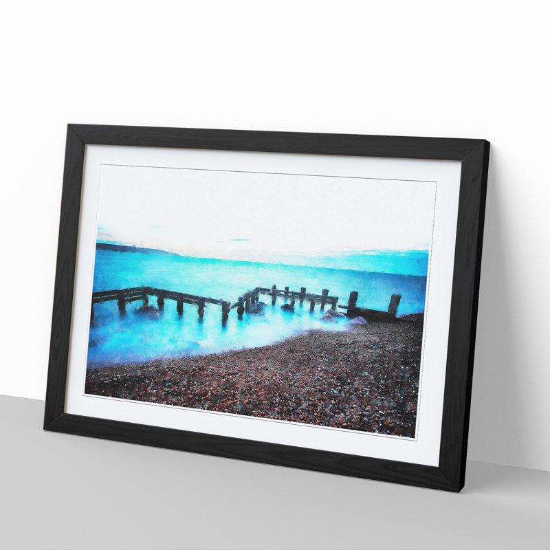 Keyhaven Beach in Hampshire - Framed Print, 36cm H x 48cm W x 2cm D, Black Framed