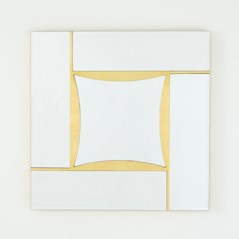 Gold Leaf Rectangular Diamond Shape Wall Mirror