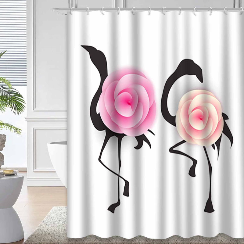 Rideau de douche imperméable à motif floral avec 12 crochets, L 72 po x l 78 po