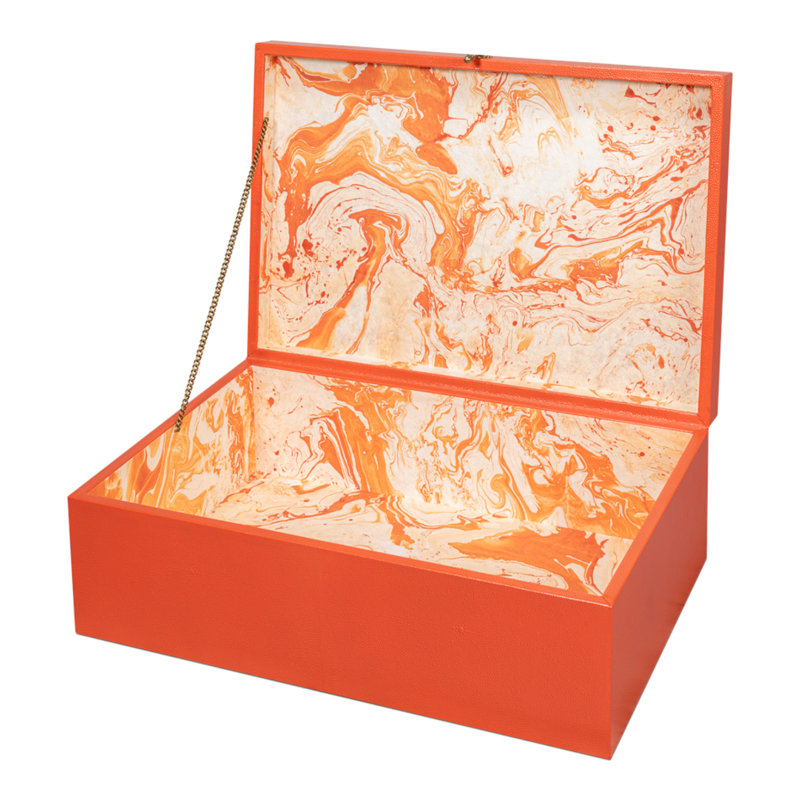 Shagreen 3 Piece Leather Accent Set, Orange
