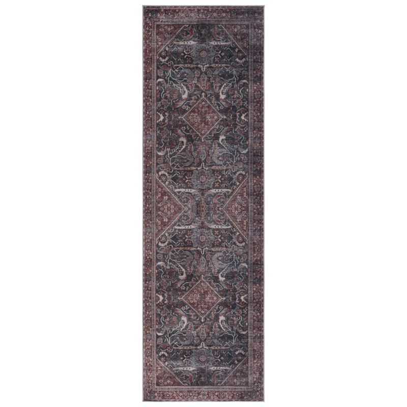 Adream Oriental Dark Green/Rust Area Rug, Runner 2'6" x 8'
