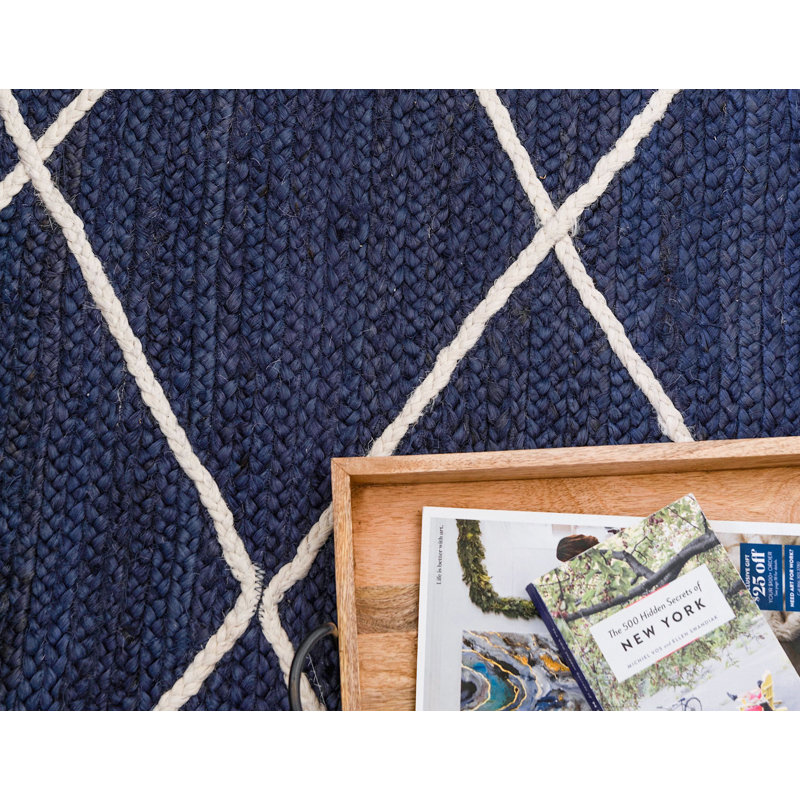 Tapis minuit en jute / sisal tressé à la main Bigbee Southwestern, Rectangle 3 pi 3 po x 5 pi