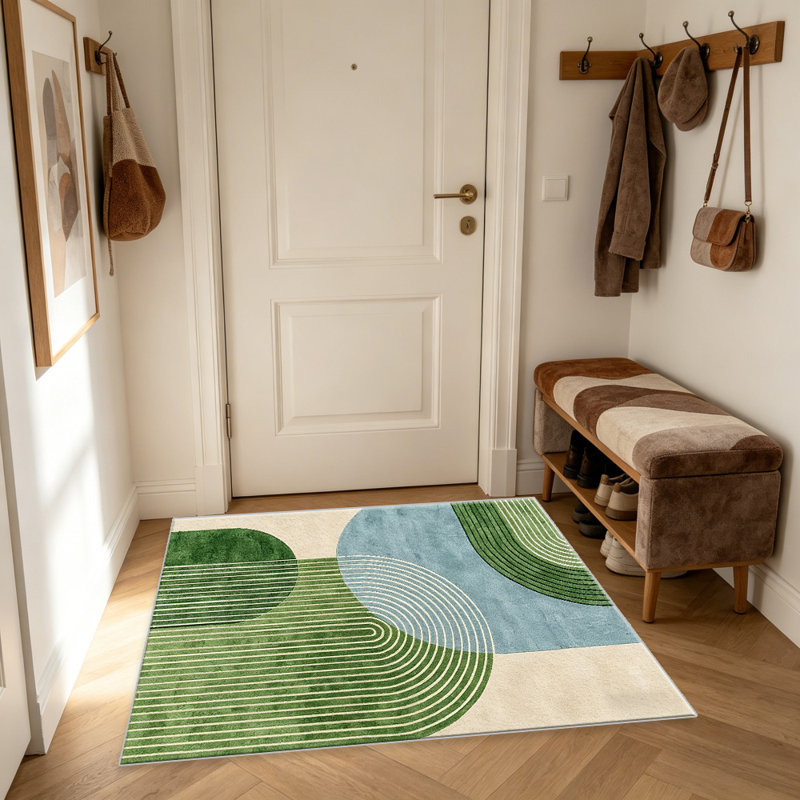 Green Mid-Century   area rugs for Living Room, Soft and Comfortable, Suitable for all seasons, easy to maintain, machine washable Indoor floor mat, Under Table Farmhouse suitable for Bedroom, Dining Room, Study,  Balcony, Home Decor Patio