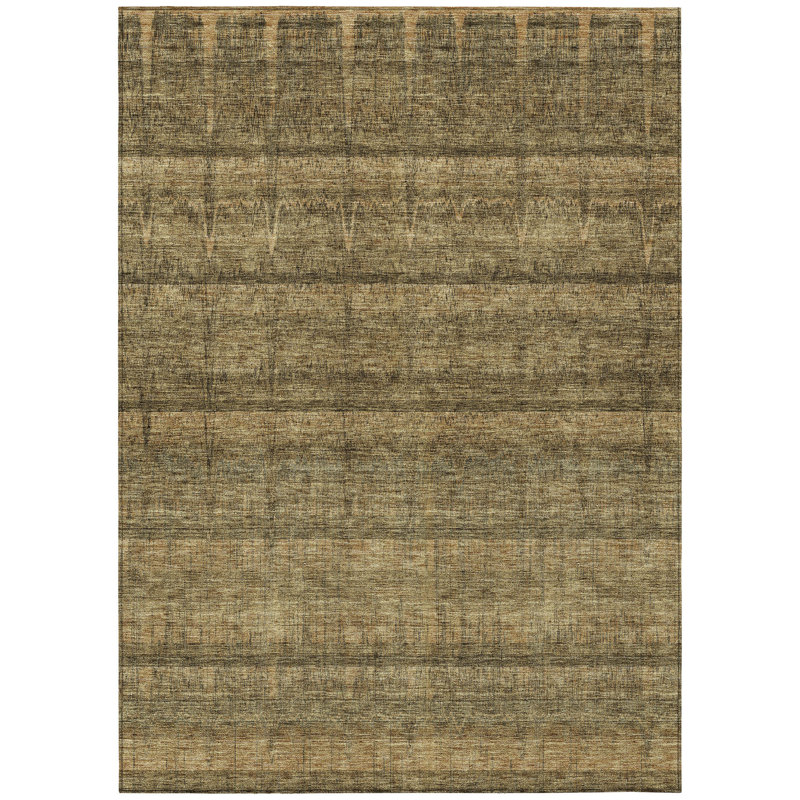 Tapis intérieur lavable rayé beige et chocolat 3 pi x 5 pi brun