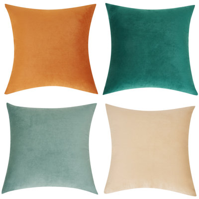 Ensemble de 4 coussins décoratifs en velours, couleurs contrastantes
