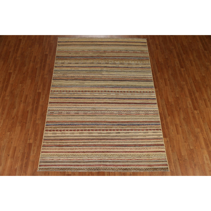 Tapis rayé tout-fait à la main Gabbeh 7 x 10