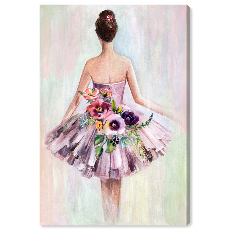 Rose Girl, Flower Princess Dress Traditional Pink Rose Girl, Flower  Princess Dress On Canvas by Oliver Gal Print