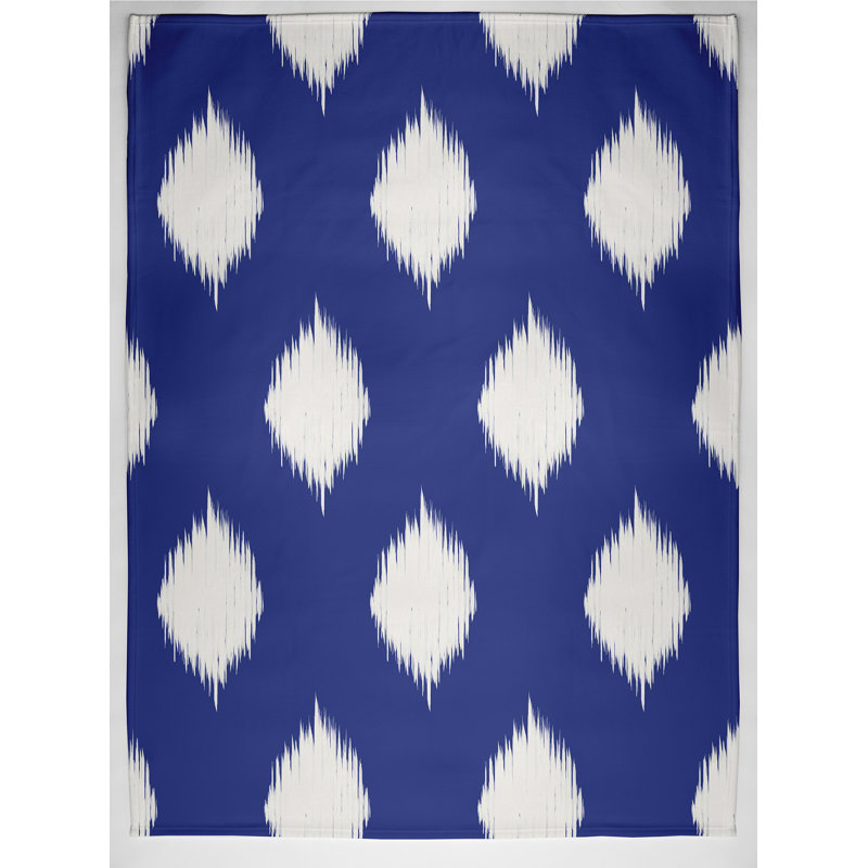 Jeté polaire Ikat Dot, L 50 po x l 60 po, Suède bleue (bleu royal / blanc cassé)