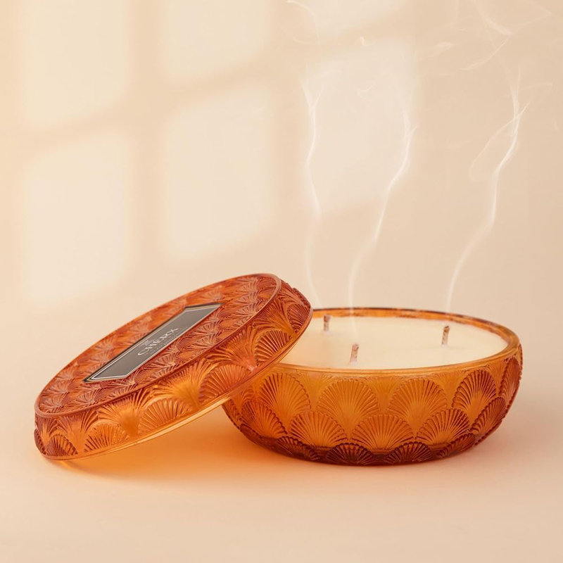 Scented Jar Candle with Glass Holder, Orange
