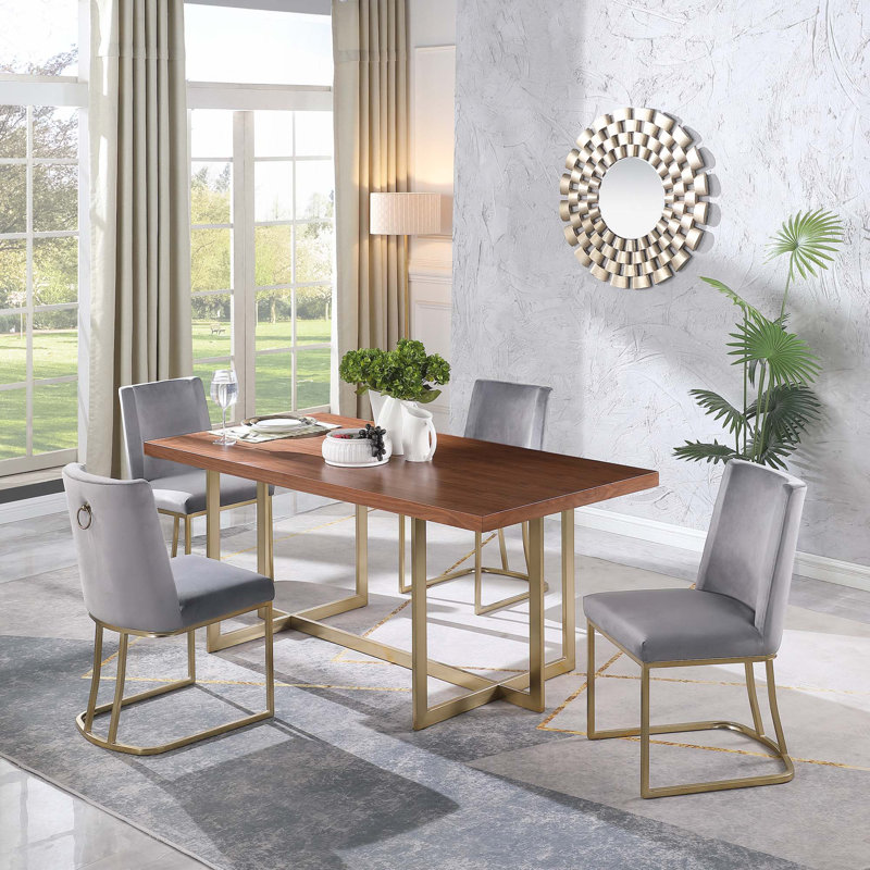 Chaises de salle à manger, chaise d'appoint rembourrée en velours, pieds en métal, Gris