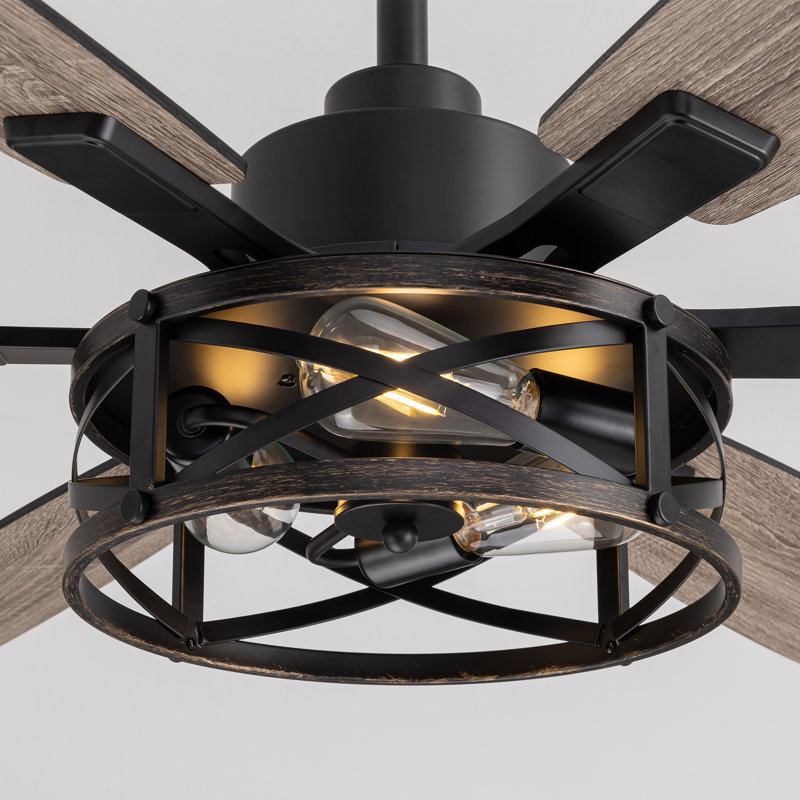 52 Inch Ceiling Fans With Lights And Remote & App Control Farmhouse Ceiling Fan For Bedroom Living Room And Patio Black & Gold