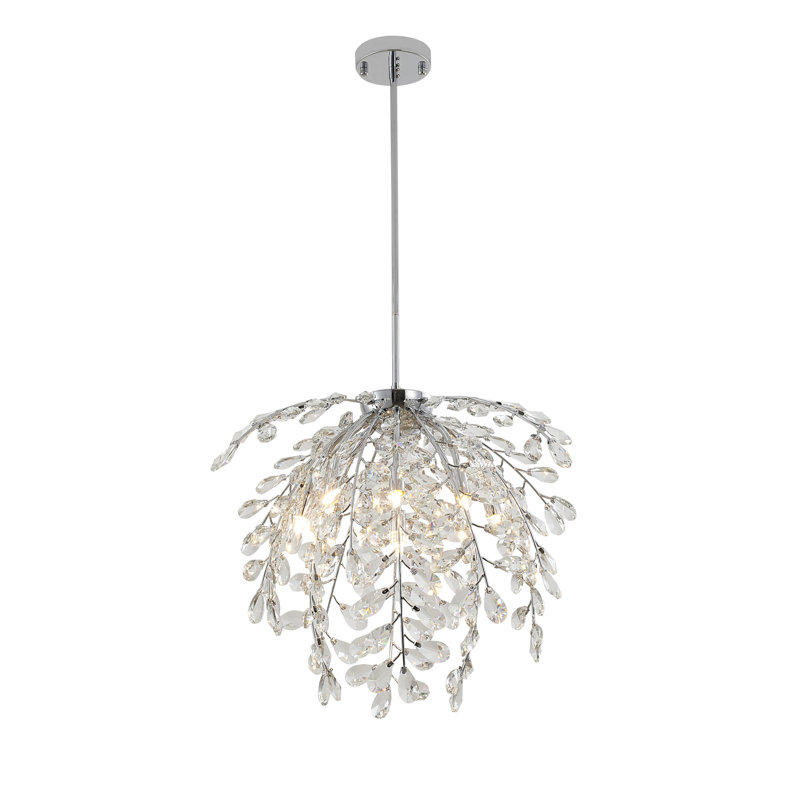 Lustre en chrome 8 lumières avec détails en cristal Rea