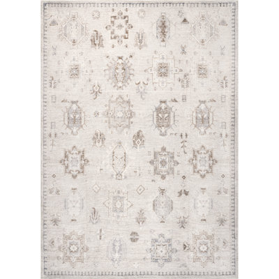 Beige Ivory Machine Washable Oriental Rug