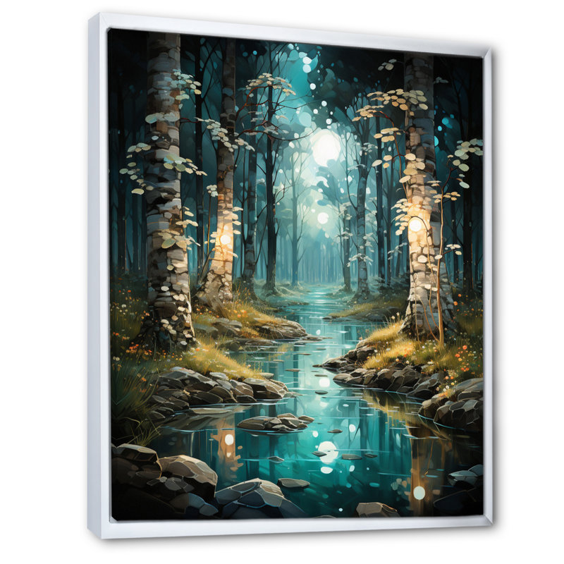 «Bringewood Birch Woods Enchanted Forest V», reproduction sur toile, H 40 po x l 30 po x P 1,5 po, Cadre flottant blanc