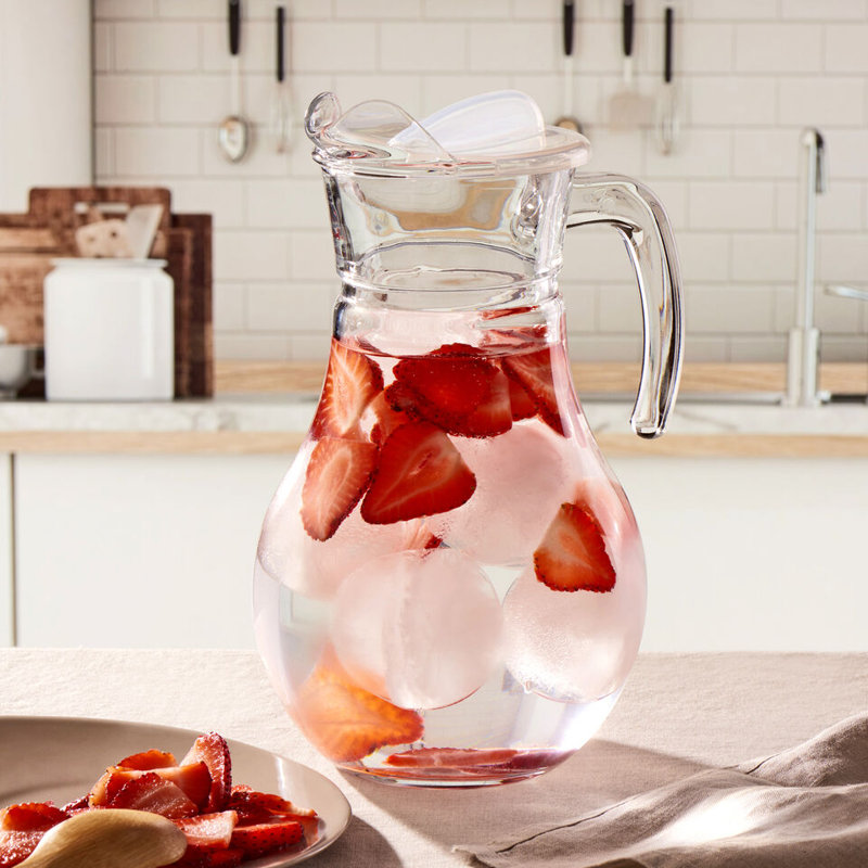 1.8L Large Glass Jug Water Juice Cocktails Carafe Pitcher Decanter Lid