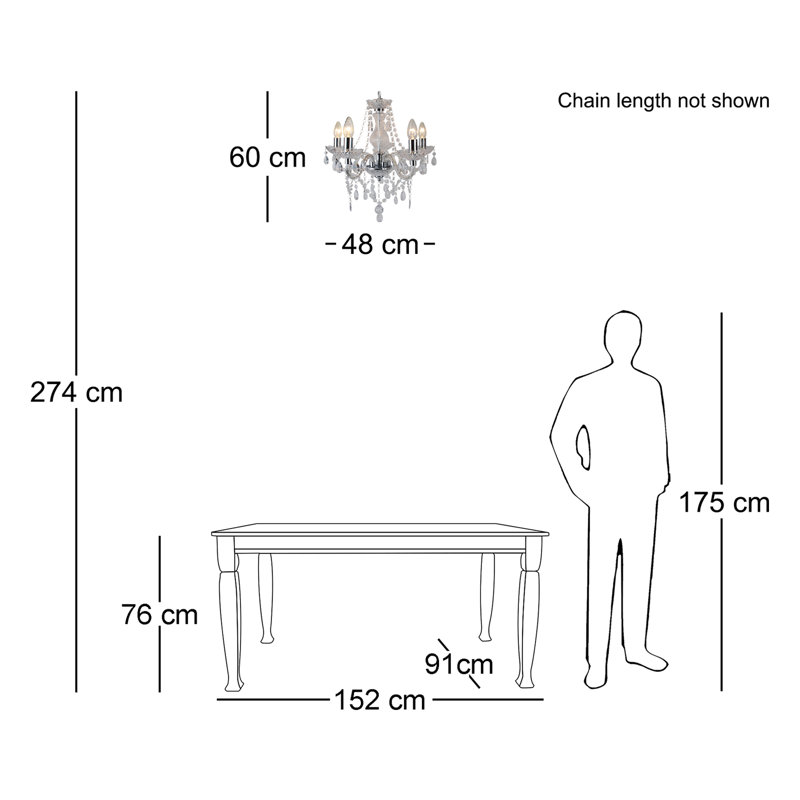 Xan 5 - Light Candle Style Chandelier, Clear/Chrome