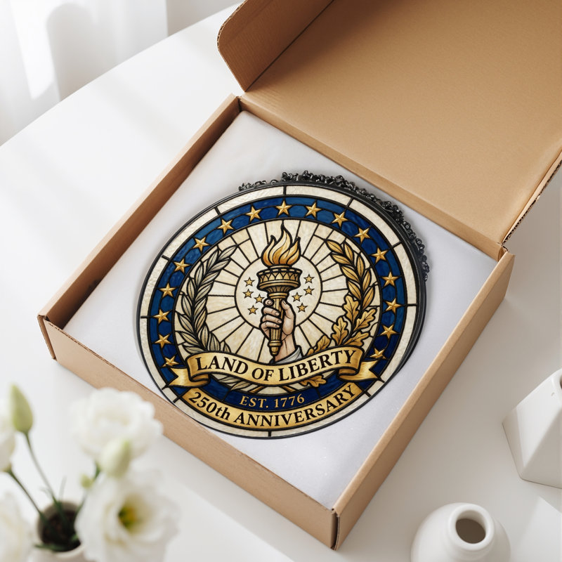 Panneau de fenêtre en verre pour décoration intérieure Liberty Torch USA 250th Anniversary - H 12 po, H 12 po