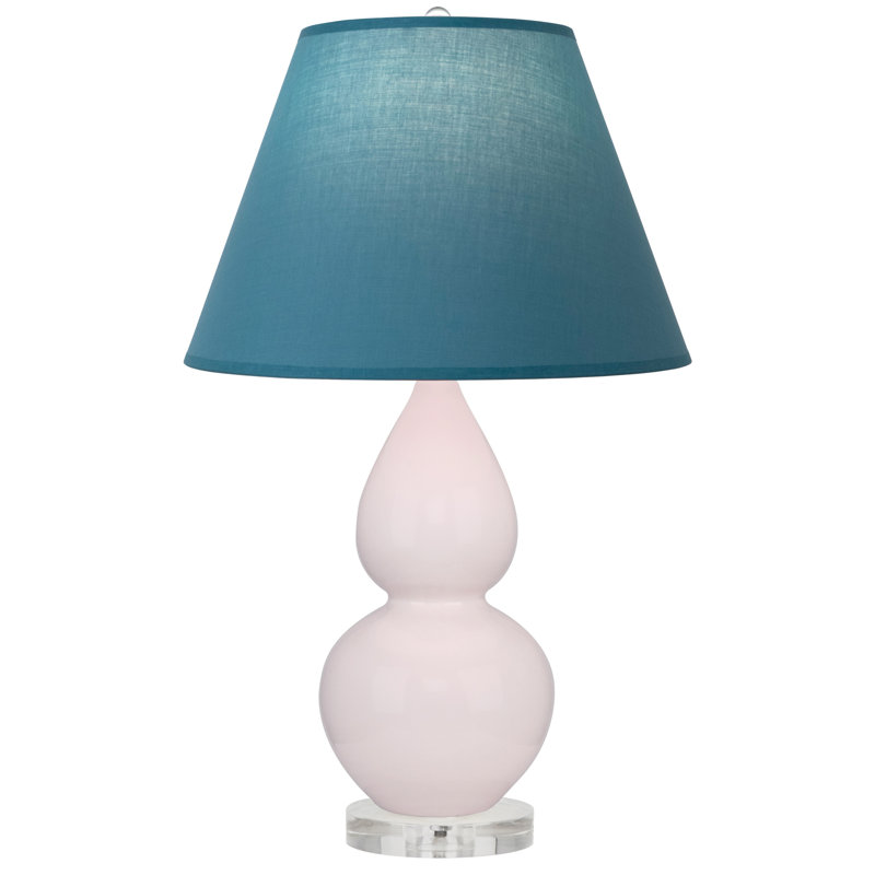 Petite lampe d'appoint à double gourde, Eau de rose, Bleu vif avec doublure grise