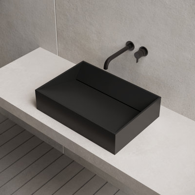 MonBlari 23" X 13" Solid Surface Bathroom Vessel Sink Matt Black