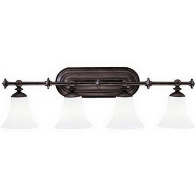 Éclairage pour salle de bain 4 lumières à intensité variable en bronze