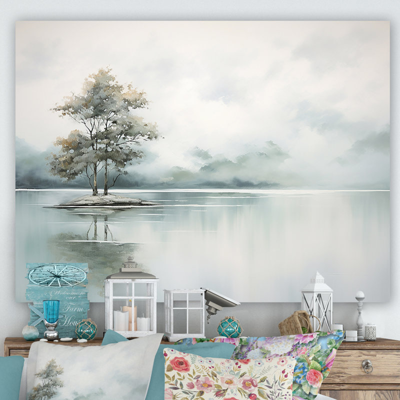 Minimal Lake Tranquility sur impression sur toile, H 12 po x l 20 po x P 1 po, Toile tendue