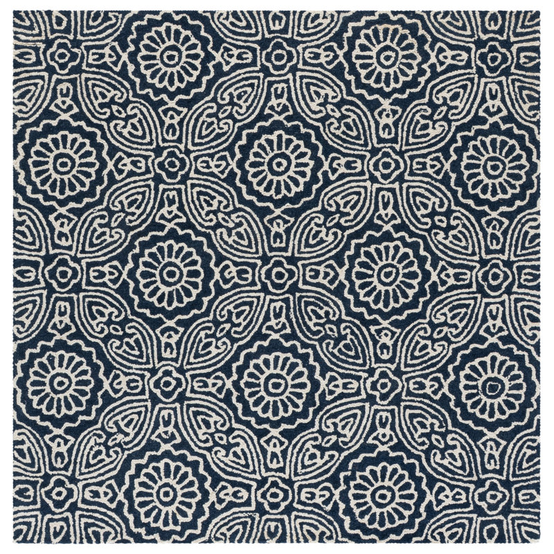 Blossom Hand Tufted Wool;Cotton Damask Indoor Rug, 6'-0" x 6'-0" Square