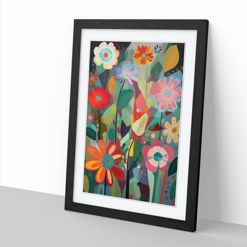 FRM-V0523-932X Flowers Orphism Art Vol.2 - Print, Black, 46cm H x 34cm W x 2cm D