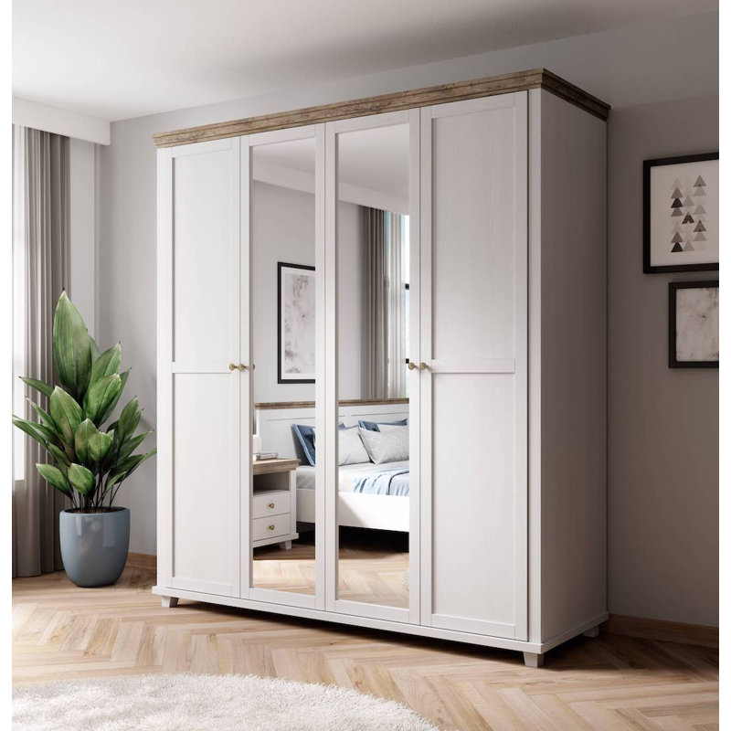 Nielsine 4 Door Manufactured Wood Wardrobe, Ash/Oak