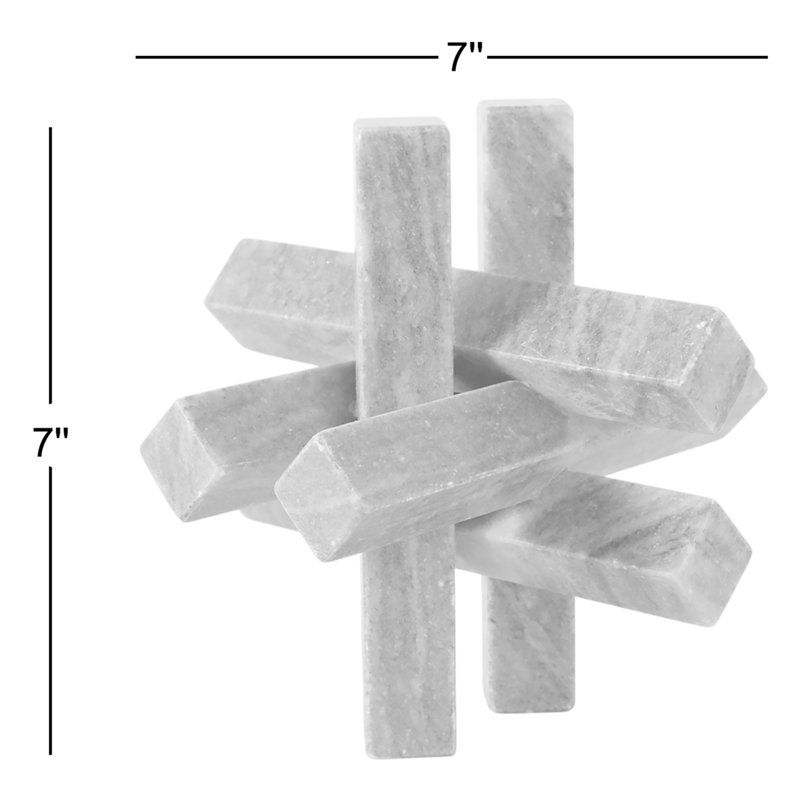Sagebrook Home 7X7" Marble Geometric Orb, Grey