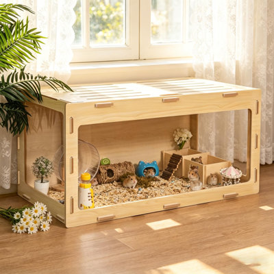 32’’ Hamster Cage Habitat with Openable Top & Acrylic Panels, 270° Panoramic View