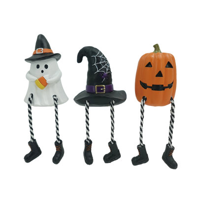 Résine d'Halloween en résine, orange, résine, ensemble de 3, tablette, salon, Halloween, décoration intérieure
