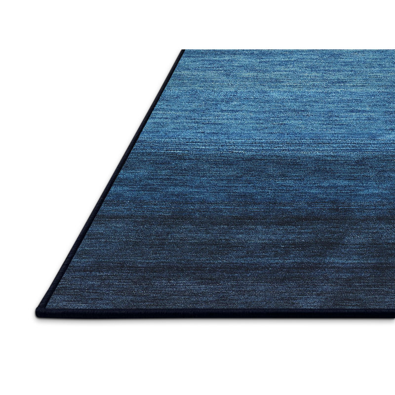 Tapis noir/bleu zone contemporaine Cahuilla, Rectangle 4 pi x 6 pi