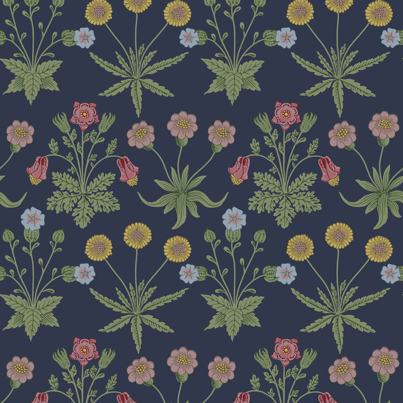 Papier peint adhésif indigo Daisy, Bleu très foncé