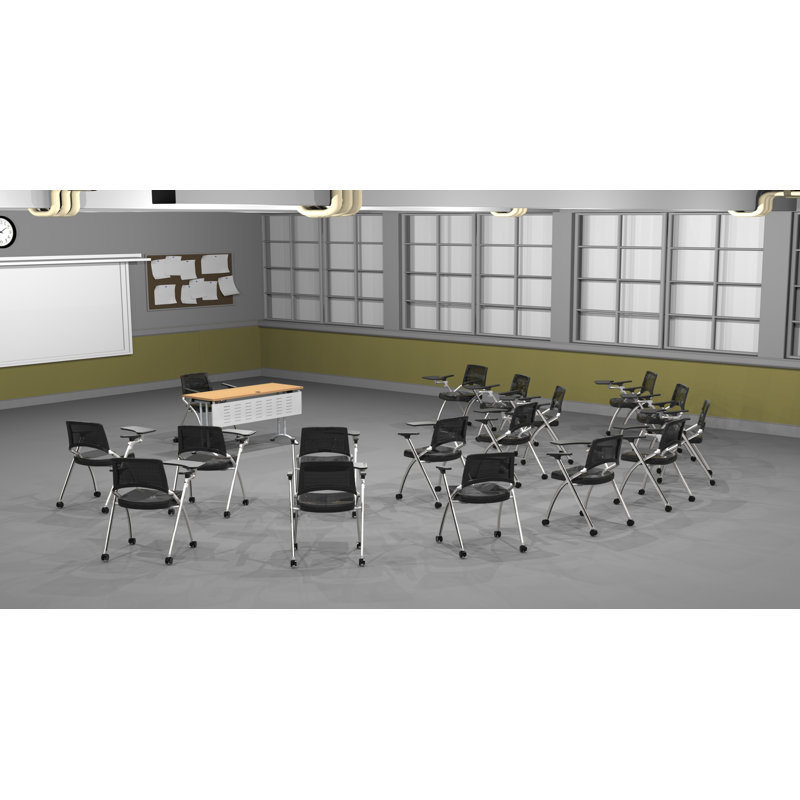 Novelty 17 Person Flip Top 22'' L Modular Training Table And Chair Set and Chair Set with Casters and Modesty Panel
