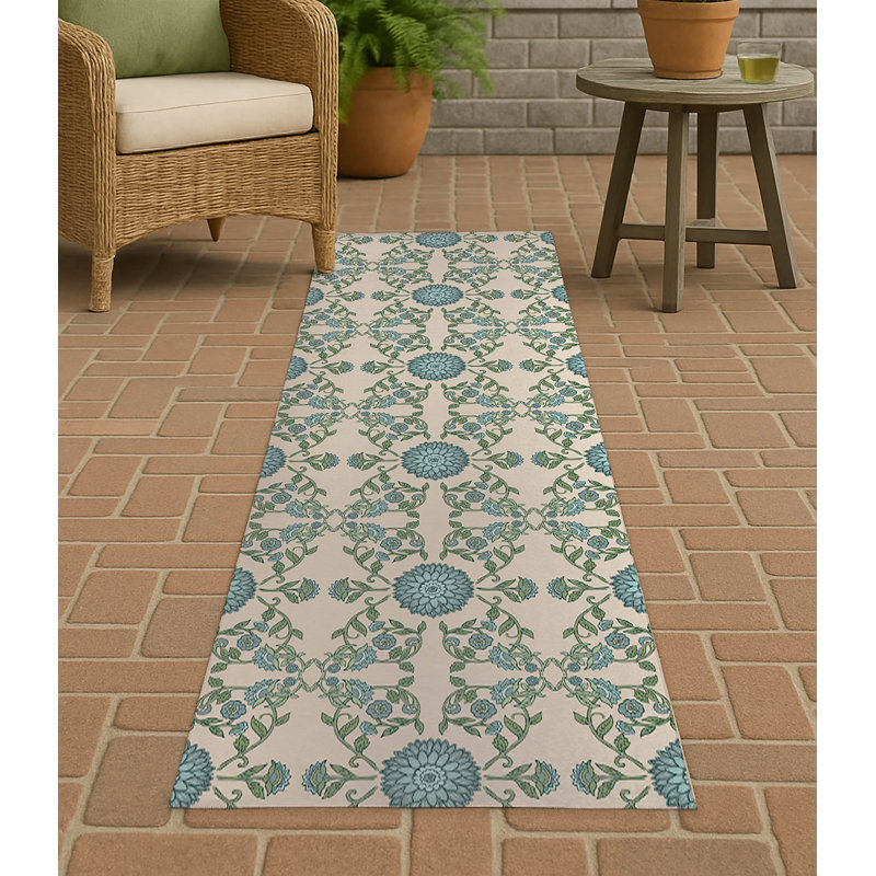 Aria Soft Step Outdoor Area Rug, Runner 8' x 2'6", Ivory