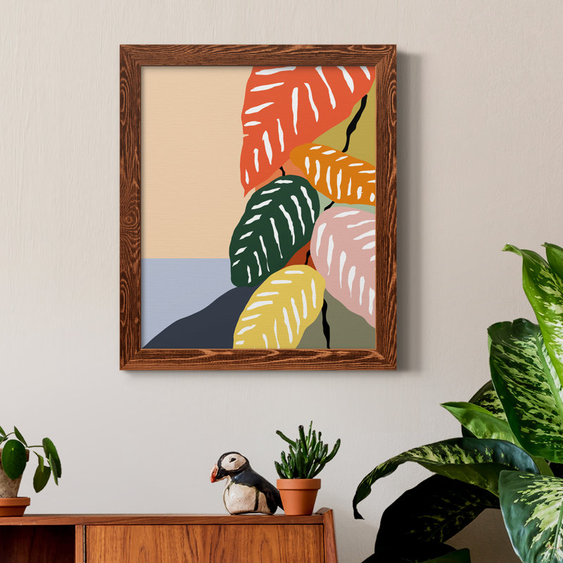 Plante tropicale II - peinture sur toile encadrée, H 20 po x l 17 po x P 1,5 po, Érable