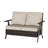 Outdoor Patio Rattan Loveseat with Durable All-weather Thick Beige Cushions-1919884341