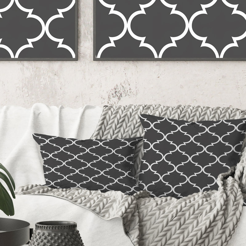 Dark Gray Trellis - Transitional Lumbar Pillow