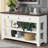 48" Solid Pine Wood Top Console Table, Modern Entryway Sofa Side Table With 3-Storage Drawer And 2 Shelves-459121248